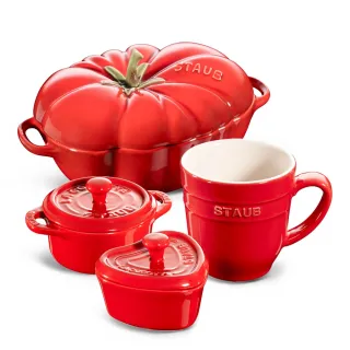 【法國Staub】番茄烤盅陶缽馬克杯4件組(德國雙人牌集團官方直營)
