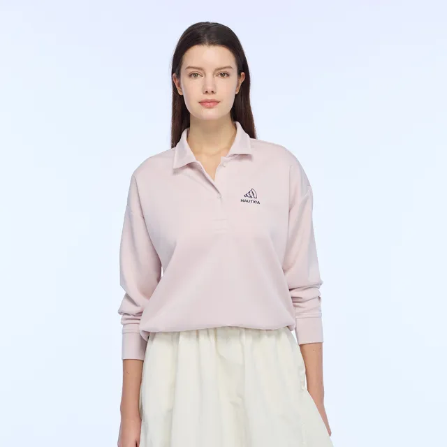 【NAUTICA】官方旗艦  女裝 俏皮活力長袖POLO衫(粉色)
