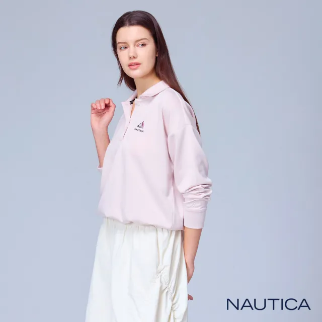 【NAUTICA】官方旗艦 女裝 俏皮活力長袖POLO衫(粉色)