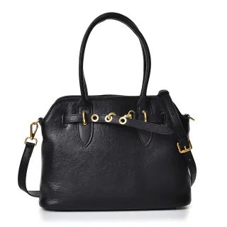 【MIYUNA 米友娜】真皮植鞣頭層牛皮復古時尚通勤醫生包手提斜背包(真皮包包 經典黑)