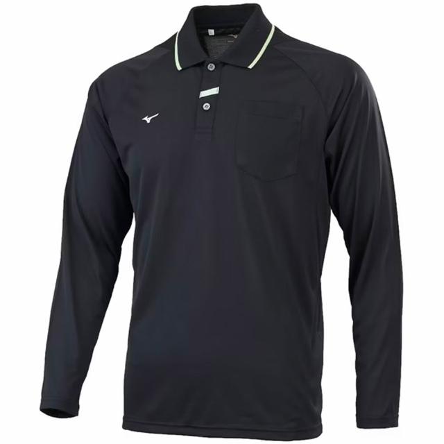 【MIZUNO 美津濃】長袖上衣 男 POLO衫 吸濕排汗 黑 32TAC53109