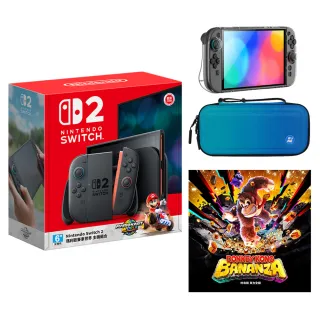 【Nintendo 任天堂】Switch 2 瑪利歐賽車世界 主機組+《蕉力全開》+《良值 NS2殼+包》+《9H鋼化貼》