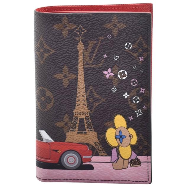 LV LOUIS VUITTON路易威登 M68493 限量吉祥物漫步艾菲爾鐵塔與紅色敞篷印花圖案護照夾