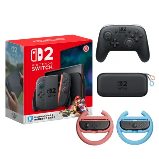 【Nintendo 任天堂】Switch 2 瑪利歐賽車世界 主機組+《NS2 Pro控制器+便攜包》+《良值 NS2方向盤》+《9H鋼