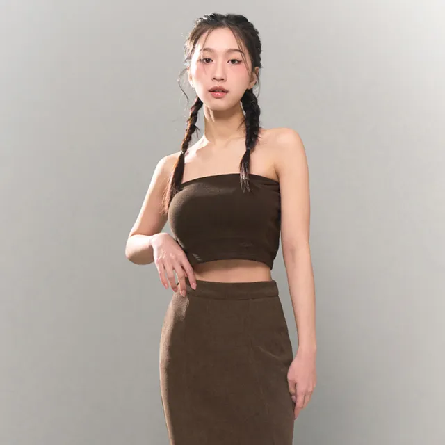 【MAJOR MADE】質感刺繡發熱平口背心(保暖內搭衣/發熱衣/小可愛)