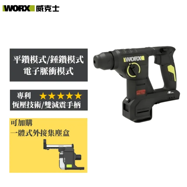 【WORX 威克士】20V 18mm鋰電無刷電錘 空機(WU384.9)