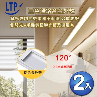 【LTP】40cm 亮度更均勻三色溫USB磁吸LED感應燈條 人體感應燈 小夜燈 走廊燈 磁吸式感應燈(2入)