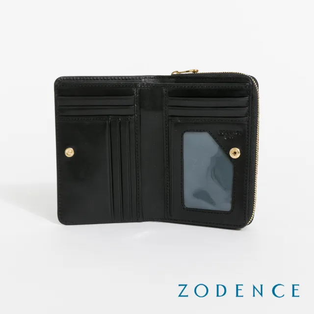 【ZODENCE 佐登司】HAN義大利植鞣革時尚拉鍊中夾(深邃黑)