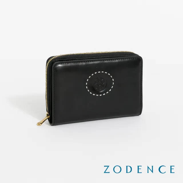 【ZODENCE 佐登司】HAN義大利植鞣革時尚拉鍊中夾(深邃黑)