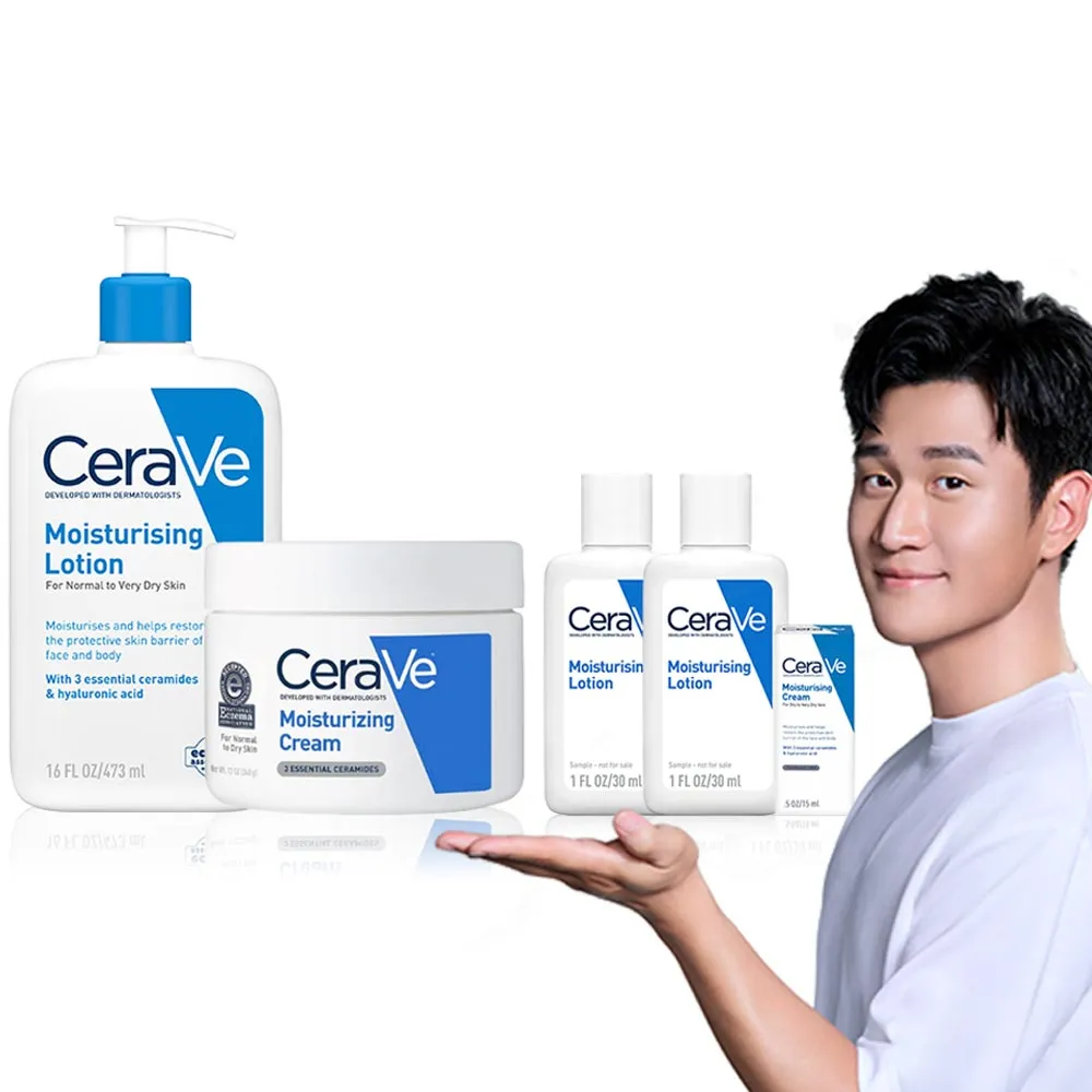 【CeraVe 適樂膚】冠軍常銷組★長效清爽保濕乳473ml +長效潤澤修護霜340g_C(臉部身體乳液)