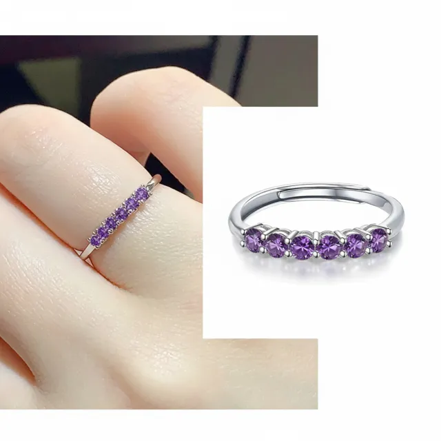 【Luster】38女王! 天然紫水晶 純銀 開運線戒 招財尾戒 水晶戒指(象徵智慧助增人際魅力)