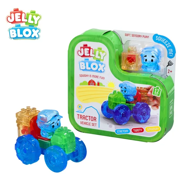 【Jelly Blox】果凍多感積木-拖拉機套組 親子良品(12顆)