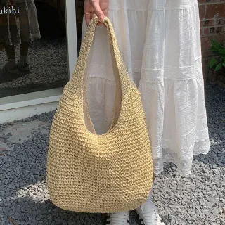 【LEESA】雙11 大容量包包\草編包\度假風\編織包\藤編包\海灘包\水桶包\托特包\包包\女生包包\ 