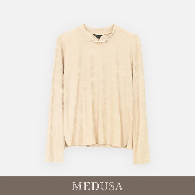 【MEDUSA 曼度莎】現貨-中式立領浮雕氣質上衣（M-XL）｜女休閒上衣 長袖上衣 舒適嫘縈(701-55301)
