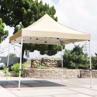 【LOGIS】米色升級粗骨架3米快速帳篷(抗風遮陽棚 停車篷 遮陽帳)