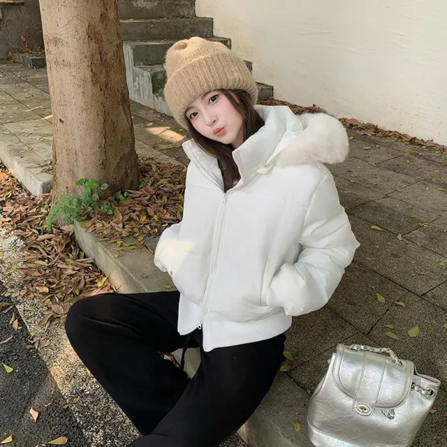 【AS 梨卡】女裝 大衣 外套 連帽毛領 收腰保暖外套 百搭麵包外套FR1139(收腰保暖 百搭麵包外套)