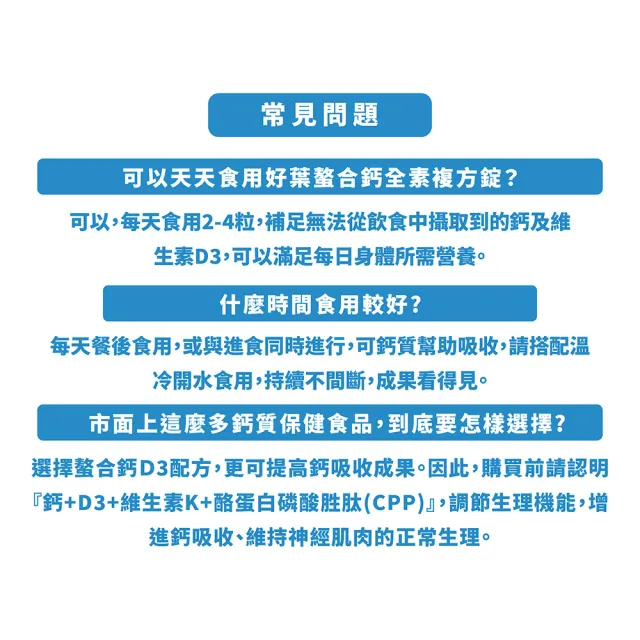 【好葉】螯合鈣全效複方錠-速崩 120錠/盒(添加CPP酪蛋白胜肽)