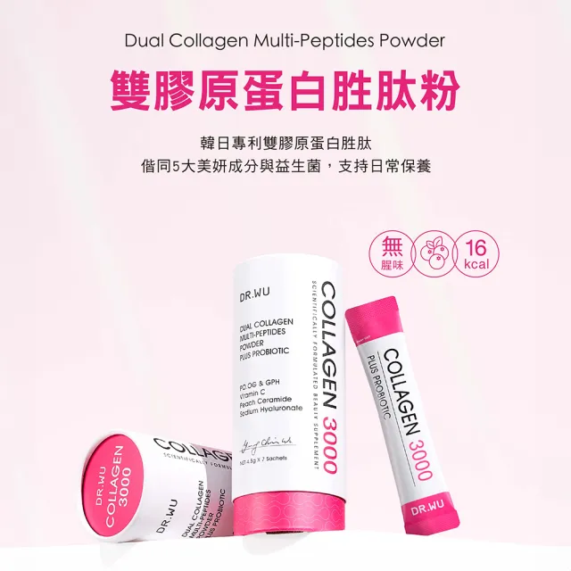 【DR.WU 達爾膚】逆時抗老雙精華禮盒(肌因再生精華15ML+角鯊玫瑰果精華油15ML+雙膠原蛋白粉7PCS)