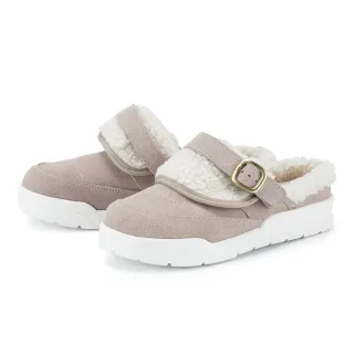 【ORIN】磨面牛皮仿毛厚底穆勒便鞋(藕色)