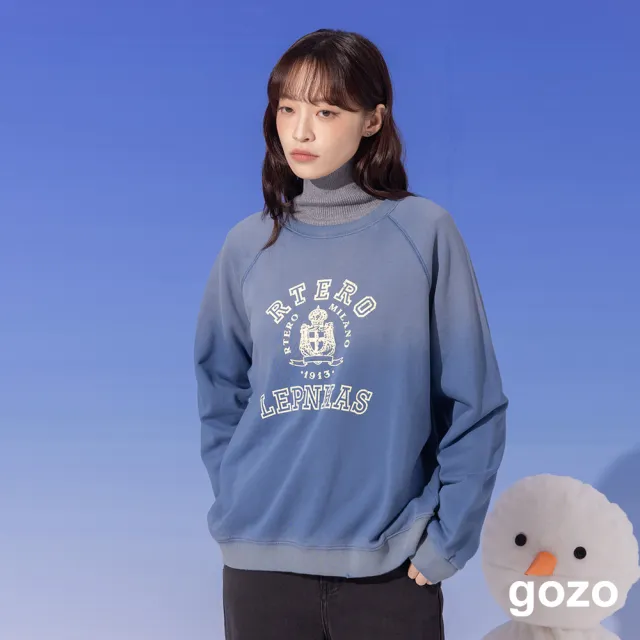 【gozo】MOMO獨家款★限量開賣 復古水洗印花大學T(三色)