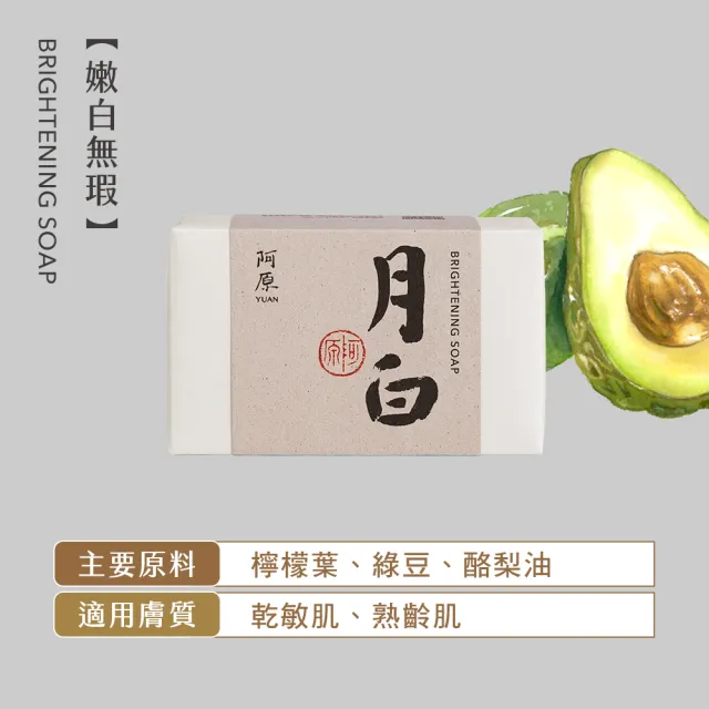 【阿原】柔嫩保濕組(月桃皂115g*1+月白皂115g*1+四神皂115g*1+金銀花皂115g*1)