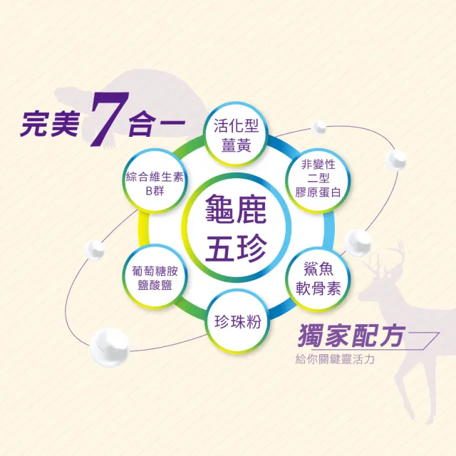 【統欣生技】龜鹿UCII 固立勇 3入組(60粒/入-葡萄糖胺.UCII.鯊魚軟骨素.運動保養)