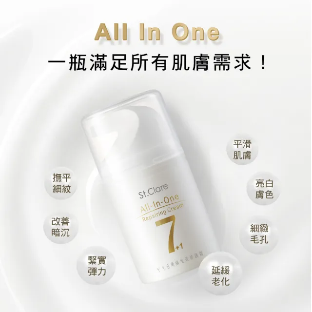 【St.Clare 聖克萊爾】Y18角鯊全效修護霜50mlx2入(日霜晚霜/角鯊烷/All in one)