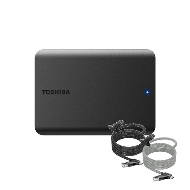 【TOSHIBA 東芝】快充磁吸線組★Canvio Basics A5 4TB 2.5吋 行動硬碟+PD100W四合一快充線1.5M