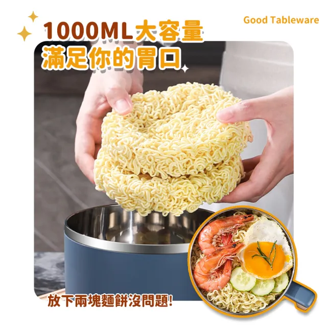 【KCS 嚴選】304不鏽鋼瀝水泡麵碗(泡麵碗/瀝水泡麵碗/露營碗/隔熱碗/大容量)