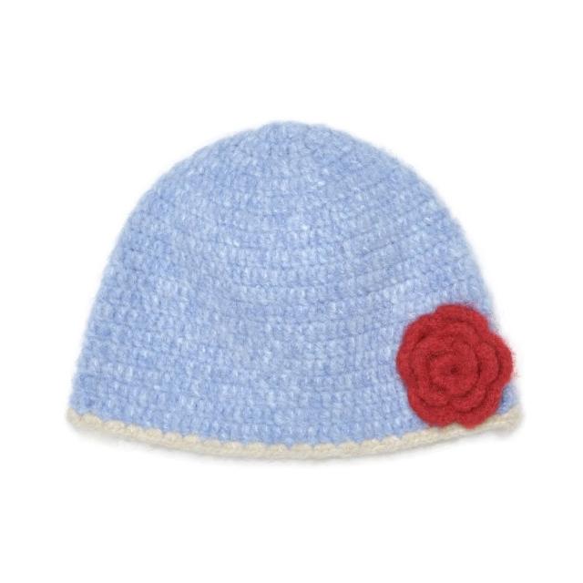 【Rockfish Weatherwear】HANDMADE FLOWER CROCHET HAT 手工鉤織花帽 羊毛 髮飾 帽子 天空藍色