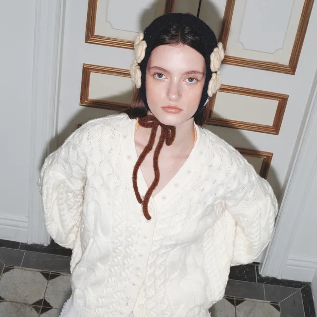 【Rockfish Weatherwear】HANDMADE CROCHET FLOWER EARMUFF 手工鉤織花朵耳罩 羊毛 深藍色