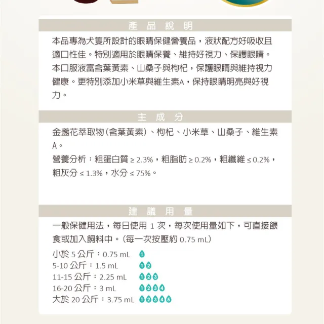 【SINGEN 信元發育寶】犬用葉黃素雙效口服液100ml/罐(貓狗保健/狗狗保健/眼睛保健/寵物葉黃素)