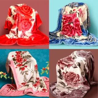 《田中保暖》雙層保暖厚毛毯 古典馥郁花繪 日本技術新合纖素材 阿嬤毛毯 冬被(180X220cm)