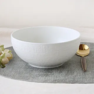 【Just Home】北歐織紋陶瓷7.5吋麵碗-星河白(可微波 碗 湯碗 泡麵碗 拉麵碗 1300ml)