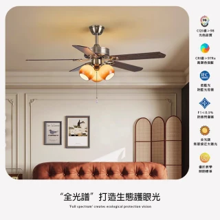 【LADUTA 拉布塔】吊扇燈 DC扇 復古風扇燈 42吋(110V 語音控制 三色變光 客廳餐廳臥室 A3)