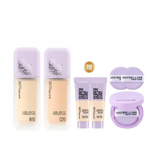 【MAYBELLINE 媚比琳】裸霧光持久水粉底 SPF12 PA+++ 2入組(#小方胖#專櫃級奢華粉底)