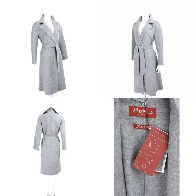 【MaxMara】CLES 羊絨毛絲線長袍式綁帶大衣 外套-多色可選(義大利精品)