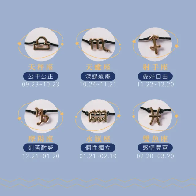 【CaiJinDian 綵金殿】十二星座占星符號手繩(守護 星象 轉運 風水 過爐加持)