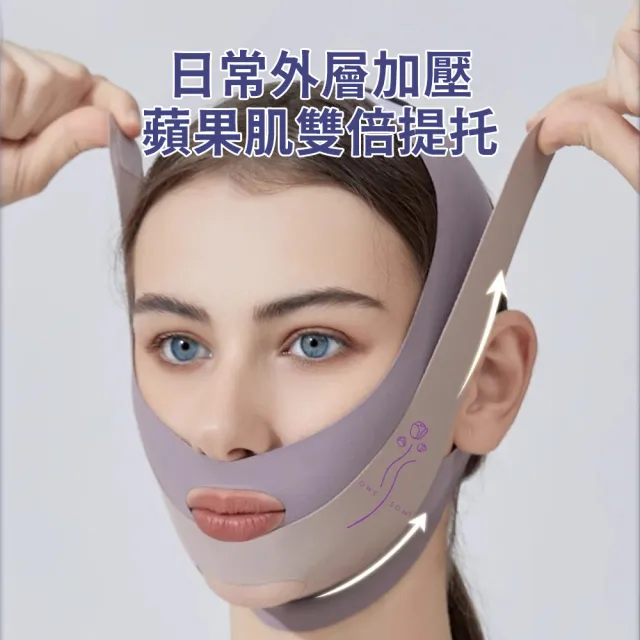 【MAANGE 瑪安格】2入組 塑型提拉緊緻面罩 瘦臉V臉帶 半包V臉帶 修容瘦臉帶(面部消水腫/修容/尖下巴)