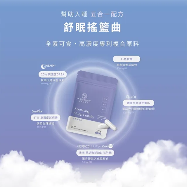 即期品「睡眠營養師」舒眠搖籃曲+壓力三溫暖 幫助入睡 1+1 組合包 即期品 (色胺酸、GABA、香蜂草、鎂)