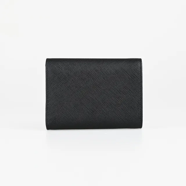 【PRADA 普拉達】PRADA 三折式6卡零錢短夾(黑)