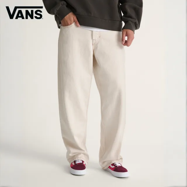 【VANS】官方旗艦 Premium LX Check-5 Loose Denim Pants 米白色牛仔長褲