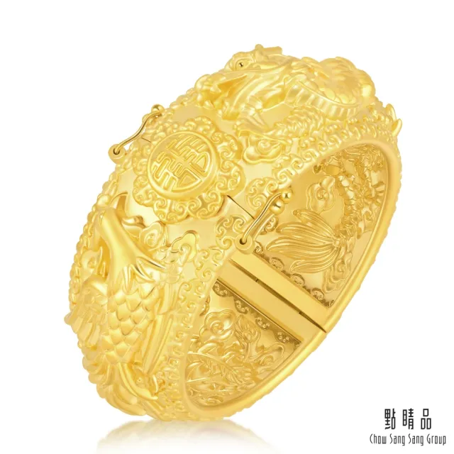 【點睛品】龍鳳呈祥 黃金婚嫁手鐲_計價黃金(07)