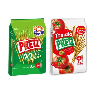 【Glico 格力高】官方直營 PRETZ百力滋 餅乾棒-8袋入(番茄野菜/野菜沙拉)