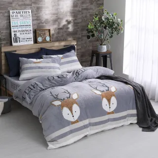 【ISHUR 伊舒爾】贈抗菌枕2入 法蘭絨兩用毯被床包組(單人/雙人/加大/均一價/多款任選/速達)