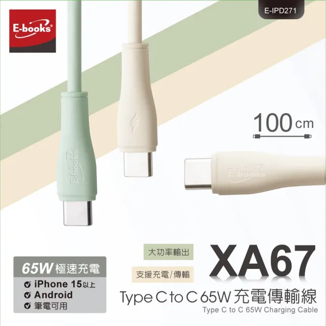 【E-books】XA67 Type C to C 65W充電傳輸線