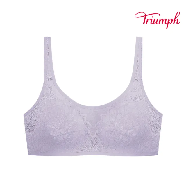 【Triumph 黛安芬】4D彈力系列 圓領蕾絲無鋼圈內衣(夜影灰)