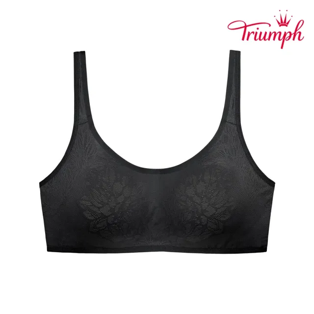 【Triumph 黛安芬】4D彈力系列 圓領蕾絲無鋼圈內衣(時尚黑)