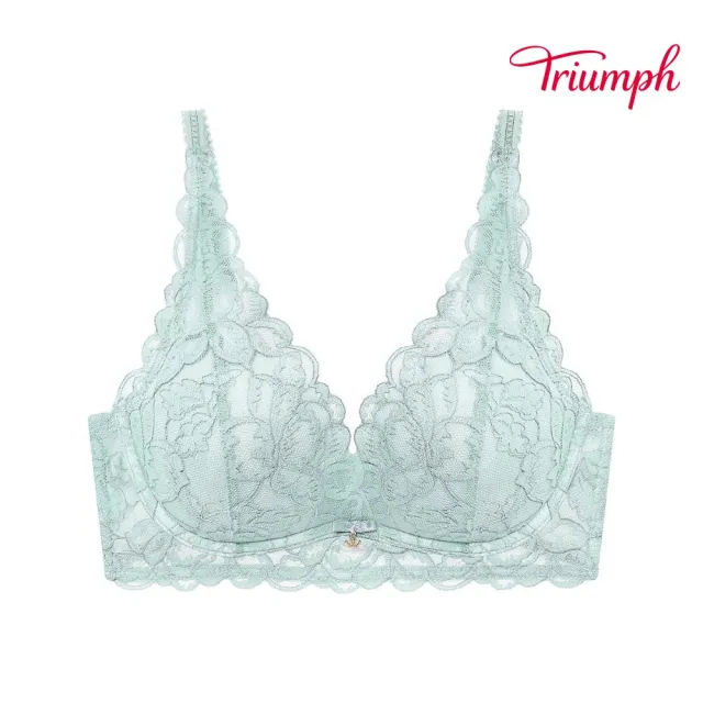 【Triumph 黛安芬】Premium奢光蕾絲系列 水感輕盈無鋼圈內衣(碧藍)