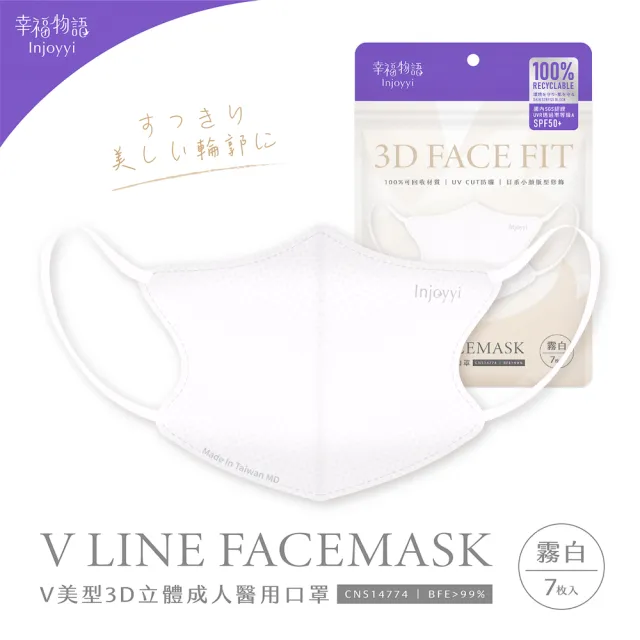 【明基健康生活】幸福物語 V美型3D立體醫療口罩7片x4包組(日本版型+微寬耳繩 100%可回收材質)
